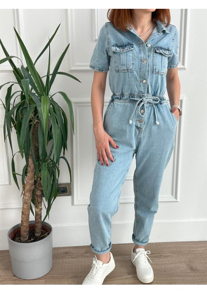 Arzu Emiroğlu Mavi Denim Tulum