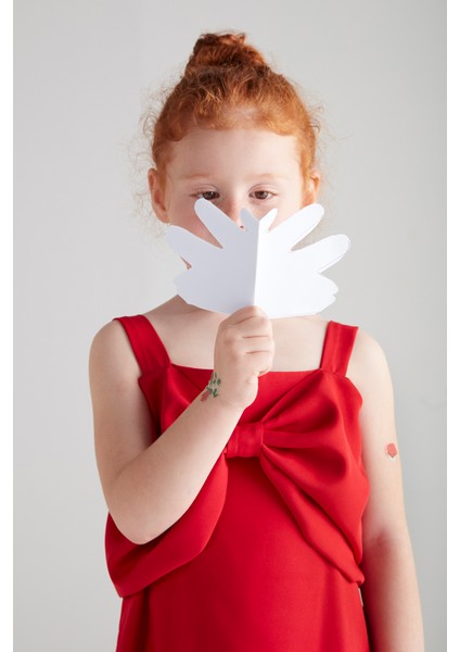 Kız Çocuk Fiyonk Elbise (Double) - Kırmızı fırsatları