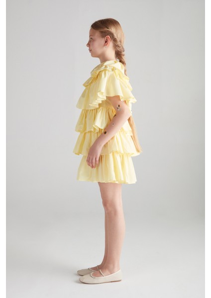 Kız Çocuk Fırfırlı Elbise - Sarı fiyatları