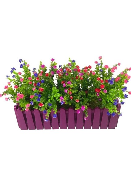 Yapay Çiçek Mor Çit Balkon Saksısı Renkli Mineli Şimşir Çiçekli 55*35CM fiyatları