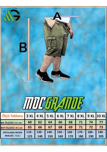 Mocgrande Büyük Beden Komando Cep Penye Şort 23602 Taba
