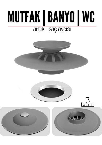 Lavabo Küvet Artık ve Saç Avcısı Peligna Design 3 Adet 718618