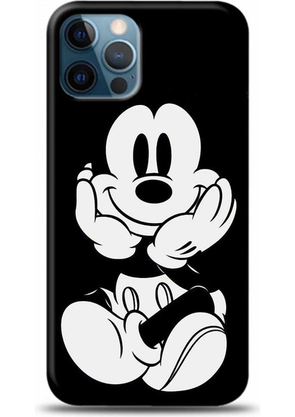 Iphone 14 Promax Uyumlu Mickey Mouse Siyah Zemin Tasarımlı Telefon Kılıfı