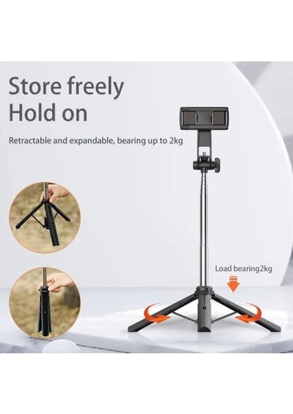 Tripod ve Selfie Çubuğu P170 Bluetooth Uzaktan Kumandalı Cep Telefonu Yüksekliği Ayarlanabilir Masaüstü Portatif Taşınabilir Iç ve Dış Mekan Evde Tatilde Kampda Kullanıma Uygun Tripod fiyatları