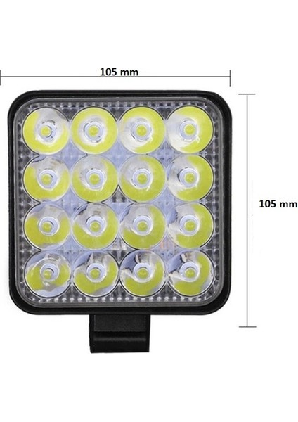 Off Road 16 LED 4 Adet Iş Makinesi Kamyon Traktör Projektör Çalışma ve Sis Lambası 48 Watt