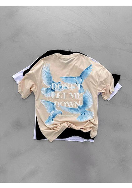 Baskılı Oversize T-Shirt Krem
