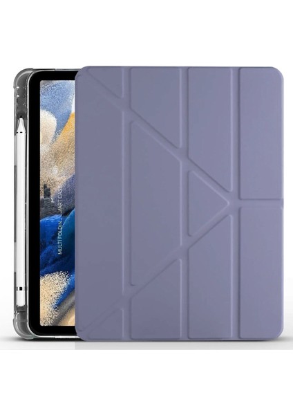 Samsung Galaxy Tab A8 10.5 SM-X200 X205 X207 Kapaklı Kılıf Kalem Bölme Hazneli Arkası Yumuşak Silikon Mars With Pen Standlı Çizilmez Zırh
