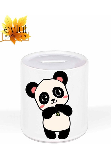 Sevimli Panda Özel Tasarım Baskılı Seramik Kumbara Açılabilir Kumbara