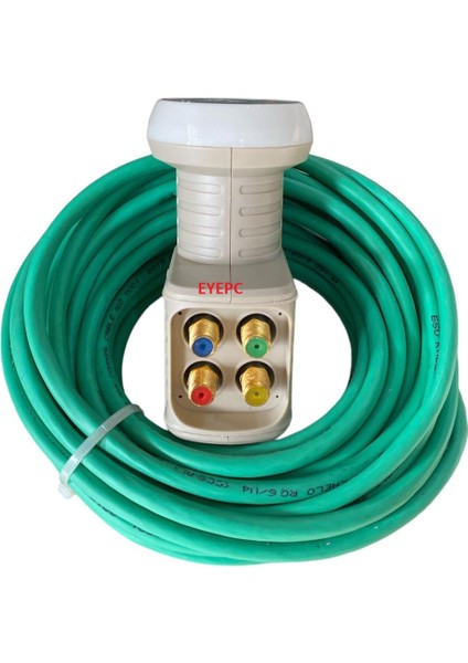 50 Metre 50 M Hazır Yapılı Uydu Çanak Anten Kablosu Hd Yayın Destekli+4 Lü Lnb Birlikte