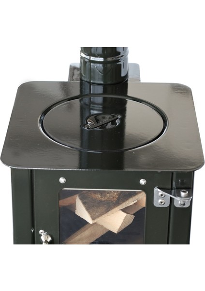 Tekarasta Tiny Emaye Kamp Sobası ve Karavan Sobası (Isıya Dayanıklı Cam-Boruçap: 8mm)