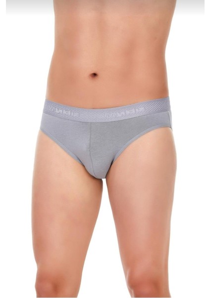 67 Erkek Gri Modal Kemerli Slip 12 Adet