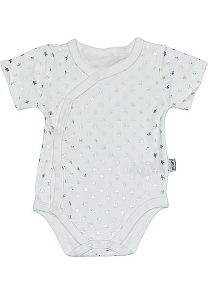 Kız Bebek Kısa Kollu Yıldız Varaklı Çıtçıtlı Body