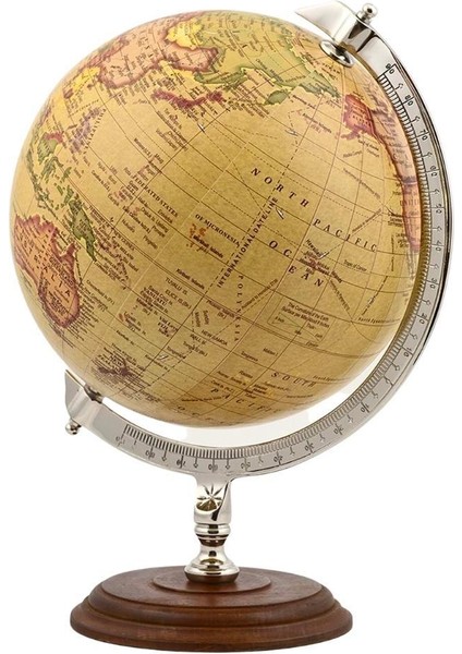 Ayaklı Dünya Küre Ev Ofis Masa Dekoru Döner Dünya Küre Kahve Modern Harita 30X40CM
