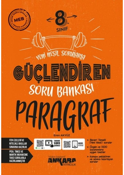 Ankara Yayıncılık 8.Sınıf  LGS Güçlendiren Paragraf Soru Bankası 2024-2025 Güncel Baskı