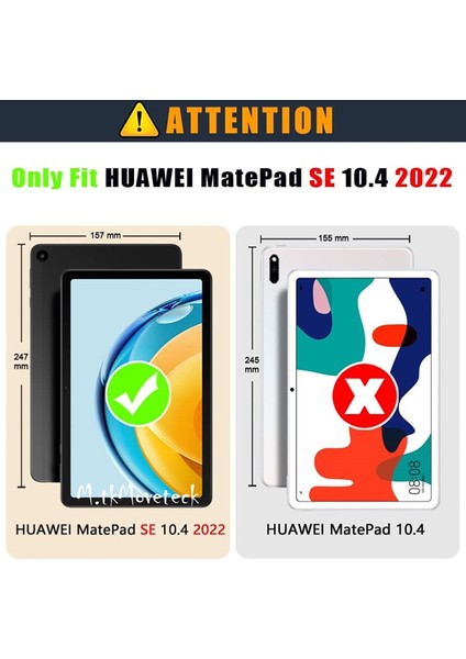 Huawei Matepad Se 10.4 Inç Kapaklı Kılıf Kalem Bölme Hazneli Arkası Yumuşak Silikon Mars Standlı Çizilmez Zırh Kapak