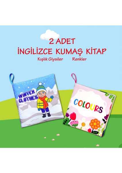 2 Kitap İngilizce Kİşlık Giysiler Ve Renkler Kumaş Sessiz Kitap