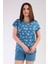 Kadın Vıscon Büyük Beden V Yaka Kısa Kol Şortlu Pijama Takım 1