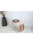 Bianco Metal Ayaklı Sehpalı Puf Altın Bej (Gold Beige) 1