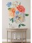 Turuncu-Mavi Peony Çiçekler Modern Duvar Sticker Seti 1