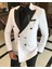 İtalyan kesim slim fit kruvaze ceket pantolon damatlık set beyaz T9212 1