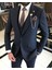 Italyan Stil Slim Fit Erkek Ceket Yelek Pantolon Takım Elbise Lacivert T9525 1
