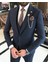 Italyan Stil Slim Fit Erkek Ceket Yelek Pantolon Takım Elbise Lacivert T9525 2