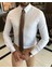 İtalyan stil slim fit çizgili erkek dik yaka gömlek beyaz T9245 2