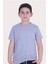 Basic Bisiklet Yaka %100 Pamuk Düz Unisex Çocuk Gri T-shirt 00437 1