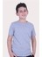 Basic Bisiklet Yaka %100 Pamuk Düz Unisex Çocuk Gri T-shirt 00437 3