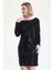 Gizli Fermuarlı Kadife Payetli Abiye Elbise | ELB32493 Siyah 1