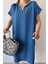 Kadın Indigo Kısa Kol, Polo Yaka, Dokulu Desen, Basic Kalıp/kesim, Aerobin Rahat Midi Elbise 5