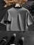 Long Fit Dokulu Basic T-Shirt Gri 3