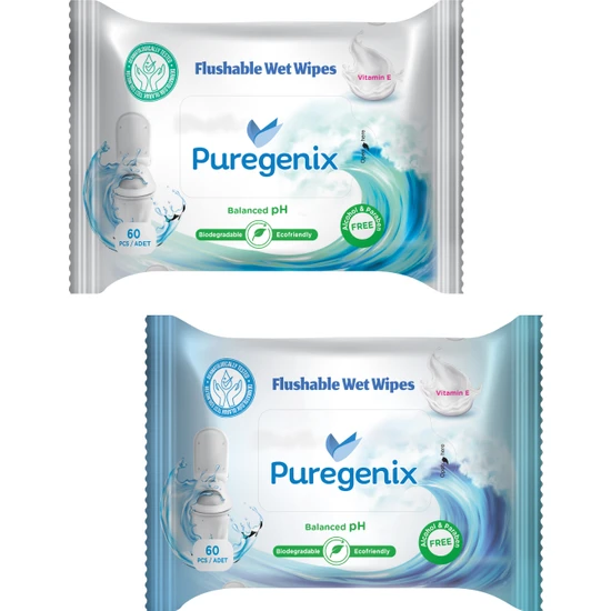 Puregenix Flushable Islak Tuvalet Kağıdı 24 x 60'lı
