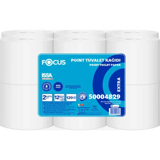 Focus Extra Içten Çekmeli Tuvalet Kağıdı Gofrajsız - Çift Katlı - 120 Metre - 12'li Rulo