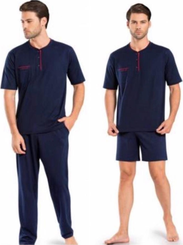Pierre Cardin 5370 Lacivert 3 Lü Pijama Şort Damat Pijama Takım görsel 3