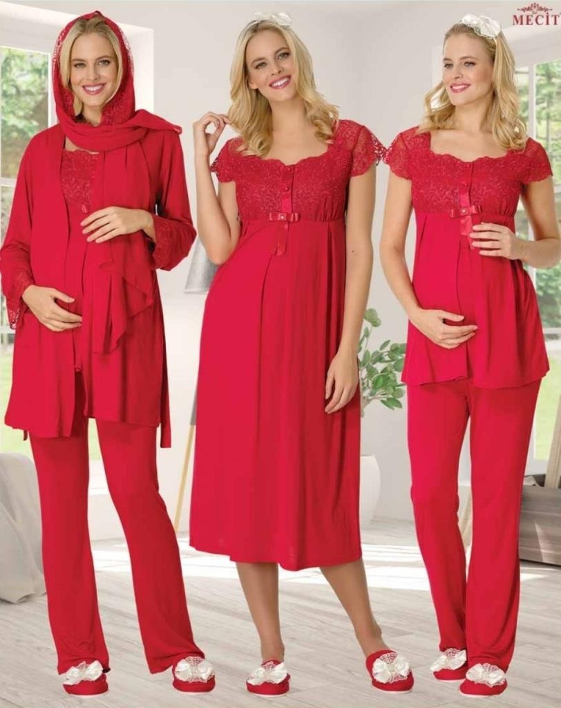 Mecit 1623 Hamile Lohusa Pijama Gecelik 7 Li Set görsel 4