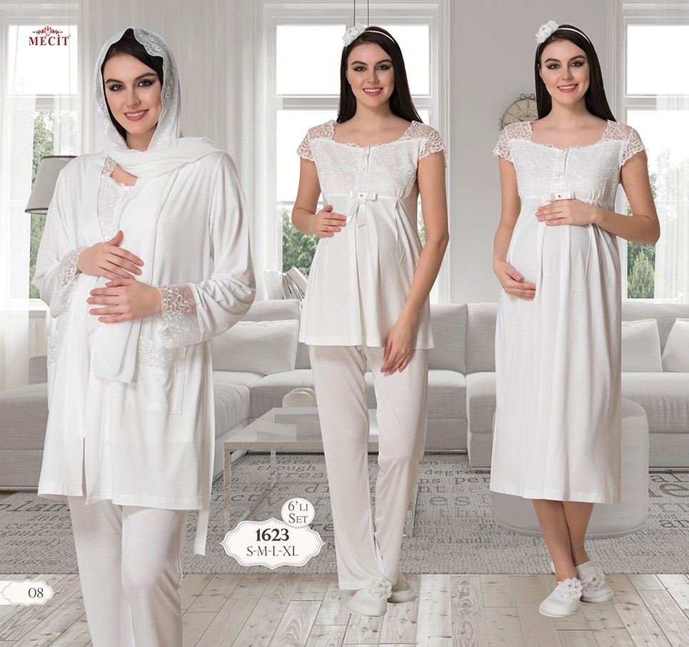 Mecit 1623 Hamile Lohusa Pijama Gecelik 7 Li Set