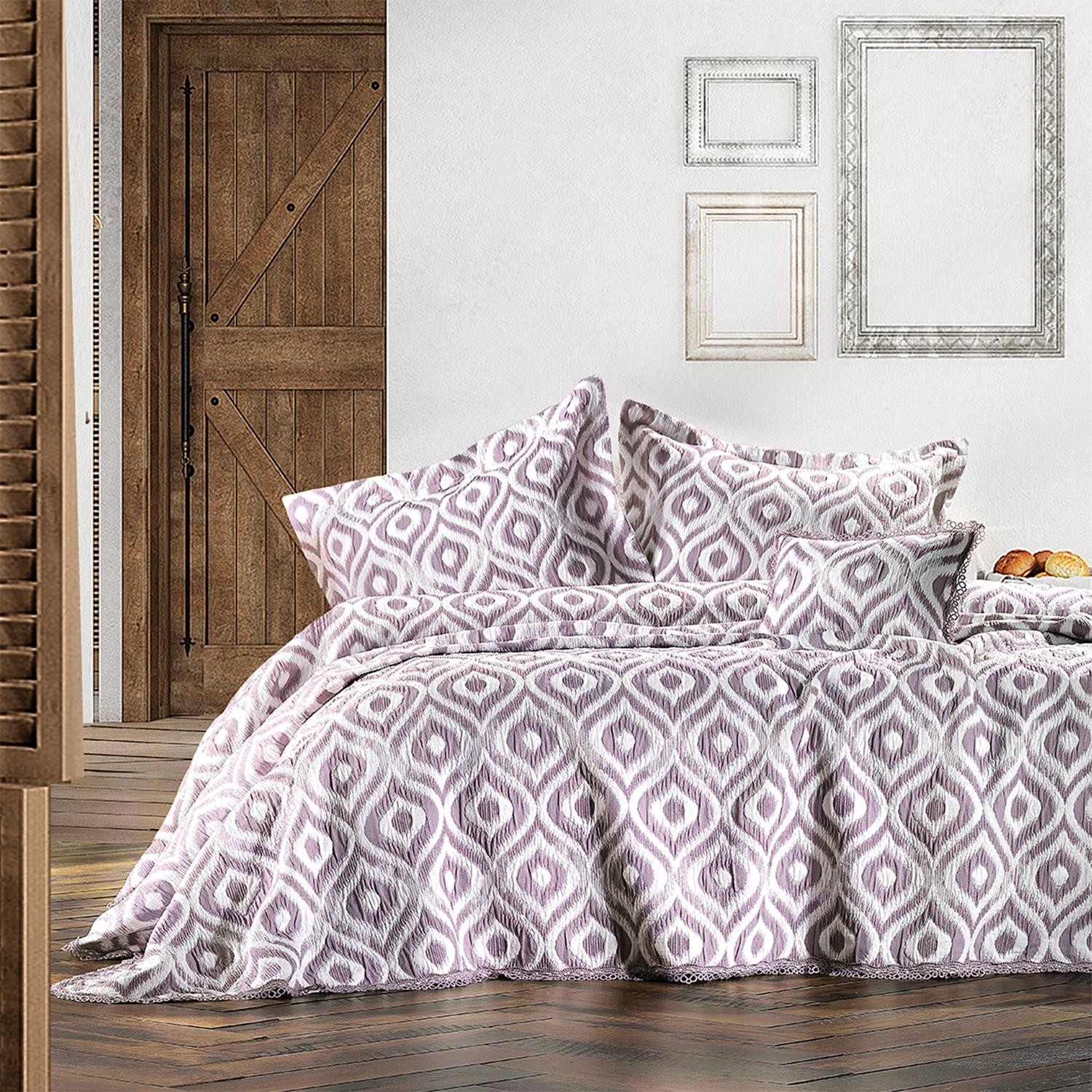 Zebra Casa All Days Ikat Mürdüm Çift Kişilik Yatak Örtüsü