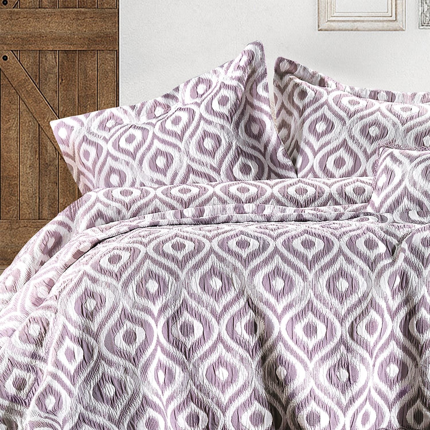 Zebra Casa All Days Ikat Mürdüm Çift Kişilik Yatak Örtüsü