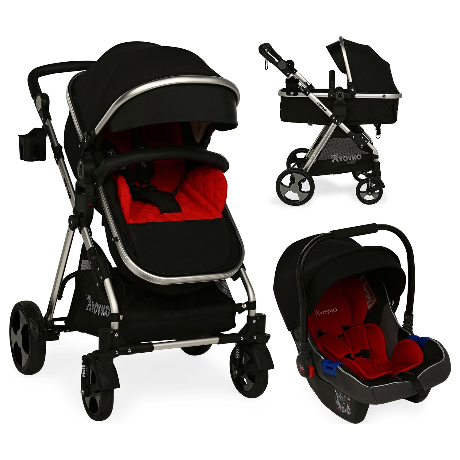 Yoyko Luxury Travel Sistem Bebek Arabası 3 in 1 Siyah Fiyatı