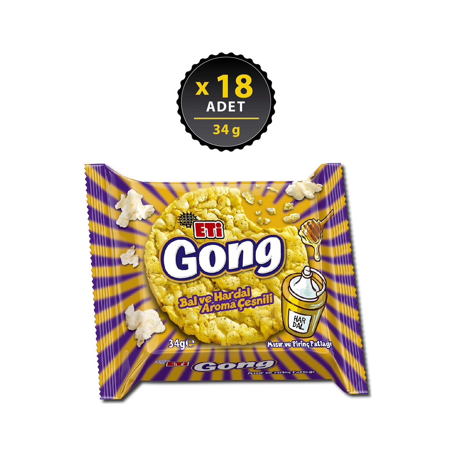 Eti Gong Ballı Hardallı Mısır ve Pirinç Patlağı 34 g x 18 Fiyatı