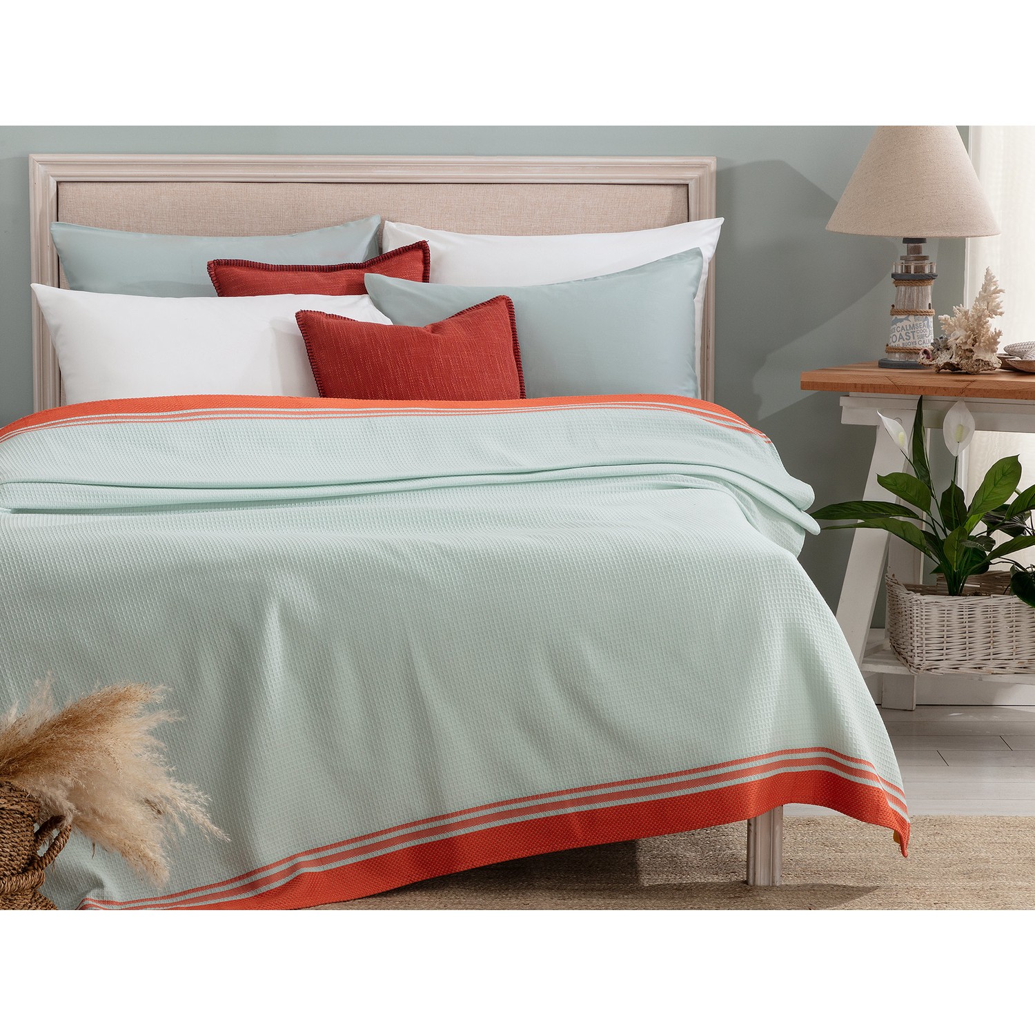 Madame Coco Aliana Tek Kişilik Pike Mint / Turuncu Fiyatı