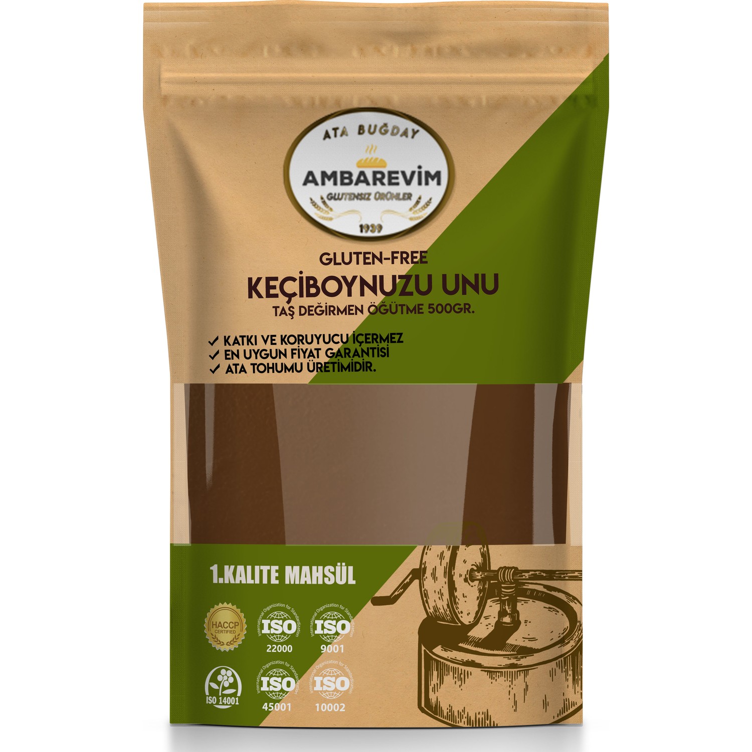 ambarevim keciboynuzu unu glutensiz 500 gr tas degirmende fiyati
