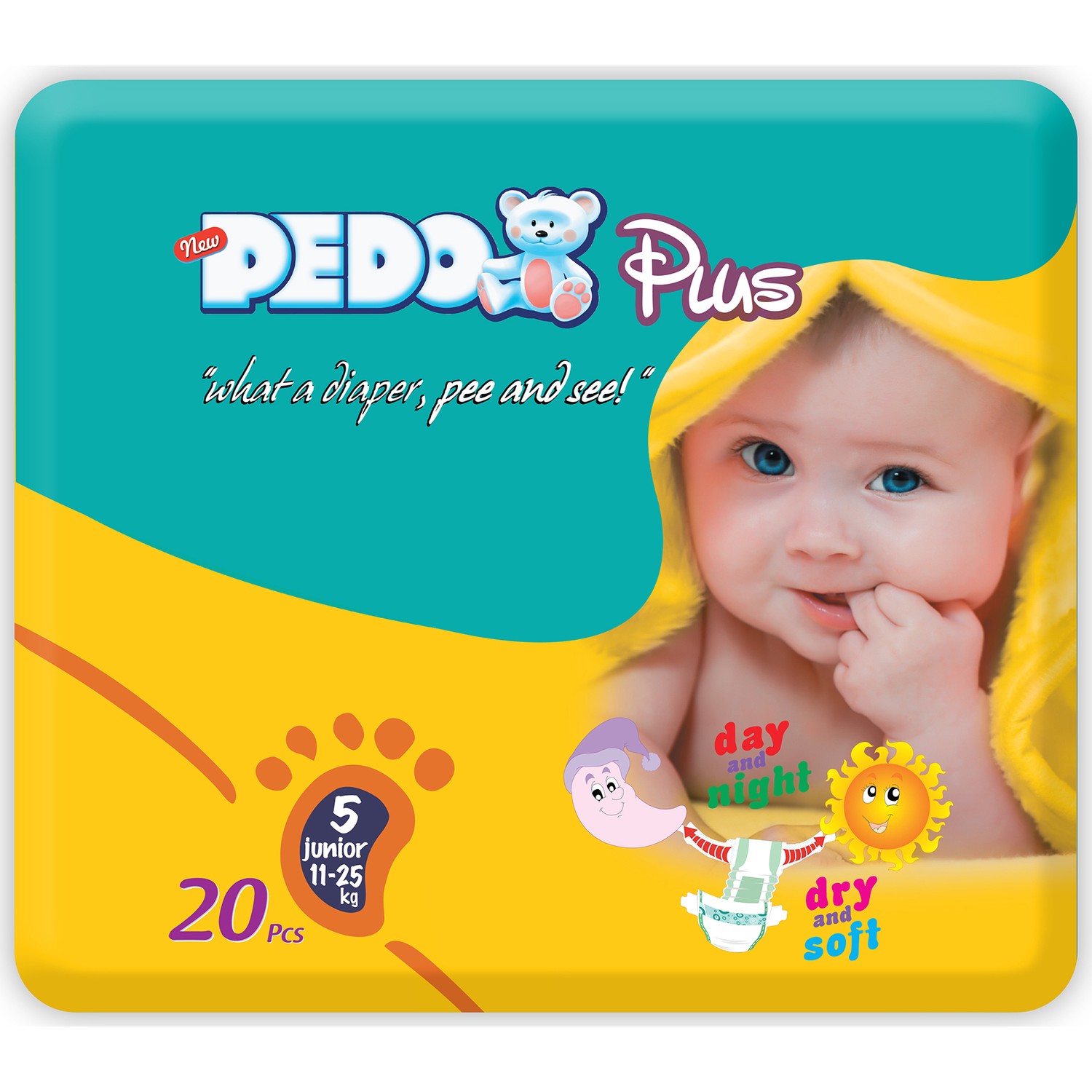 Pedo Plus İkiz Junior 5 Numara Bebek Bezi 20 Adet 1125Kg