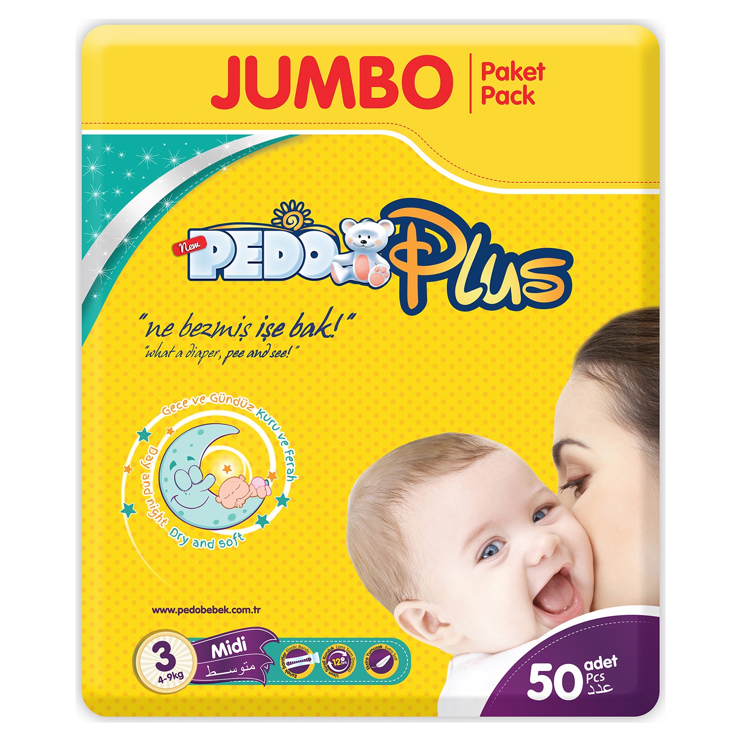 Pedo Plus Jumbo Midi 3 Numara Bebek Bezi 50 Adet 49Kg Fiyatı