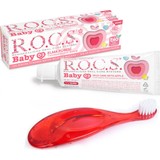 Rocs Baby Elma Püresi Tadında Diş Macunu 45 gr + Kırmızı Diş Fırçası Seti