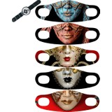 Art Face Baskılı Yıkanabilir 5'li Yüz Maskesi Art-04