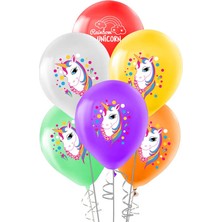 Festivall Balon Lisanslı Unicorn Rainbow Karışık 5'li
