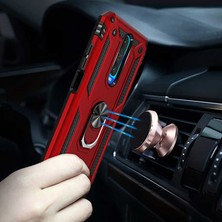 Case 4U Xiaomi Redmi K30 Kılıf Çift Katmanlı Yüzüklü Manyetik Vega Kapak + Cam Ekran Koruyucu Kırmızı