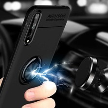 Case 4U Huawei Y8P Kılıf Autofocus Shockprof Ravel Yüzüklü Standlı Slikon Kapak Kırmızı